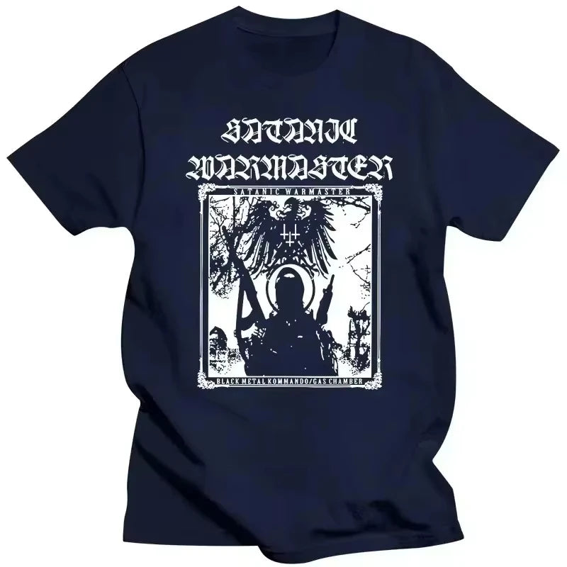 Black Heavy Metal Theme Winds Satanic Warmaster T-shirt Men Women Street Hip Hop Fashion Short Sleeve Cotton Casual Harajuku Tee