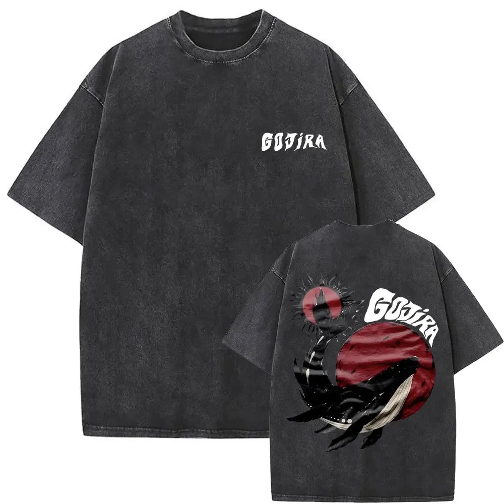 Washed Vintage Metal Rock Band Gojira The Flesh Alive T-shirt Men Women Fashion Oversized T Shirts Men's Casual Cotton T-shirts