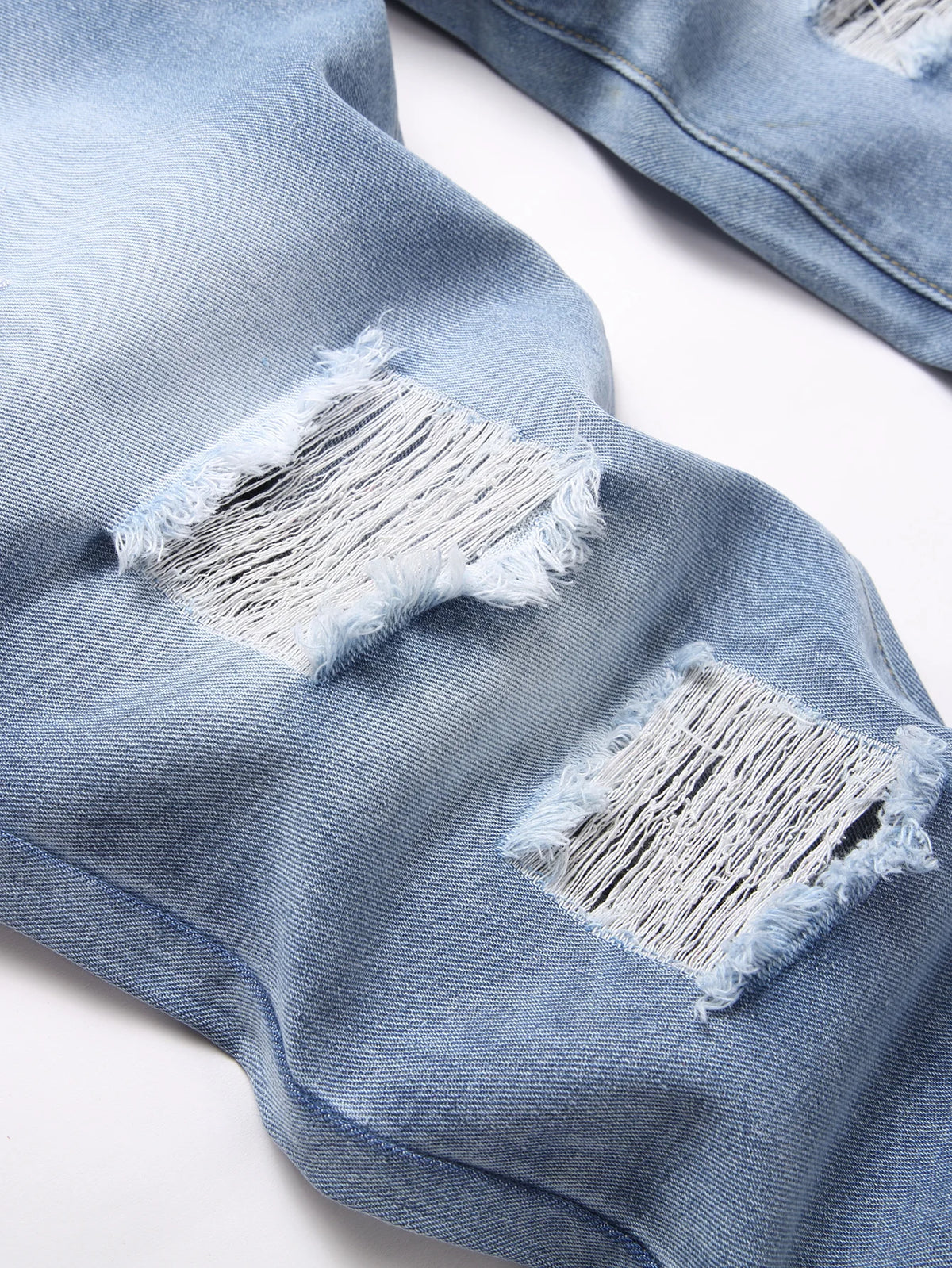 Y2K Men's Jeans - Distressed Rips & Embroidered Star Design