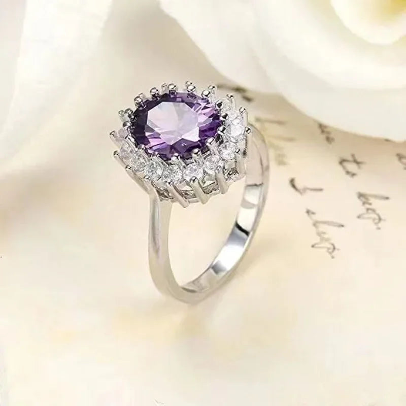 Carat Sapphire Ring Silver Charm Engagement Jewelry Ring European and American Fashion Temperament Luxury High Quality Jewelry