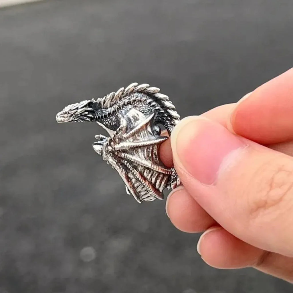 Gothic Dragon & Pterosaur Wing Ring, Adjustable Open Ring for Men & Women, Punk Style Vintage Jewelry, Bold Gift