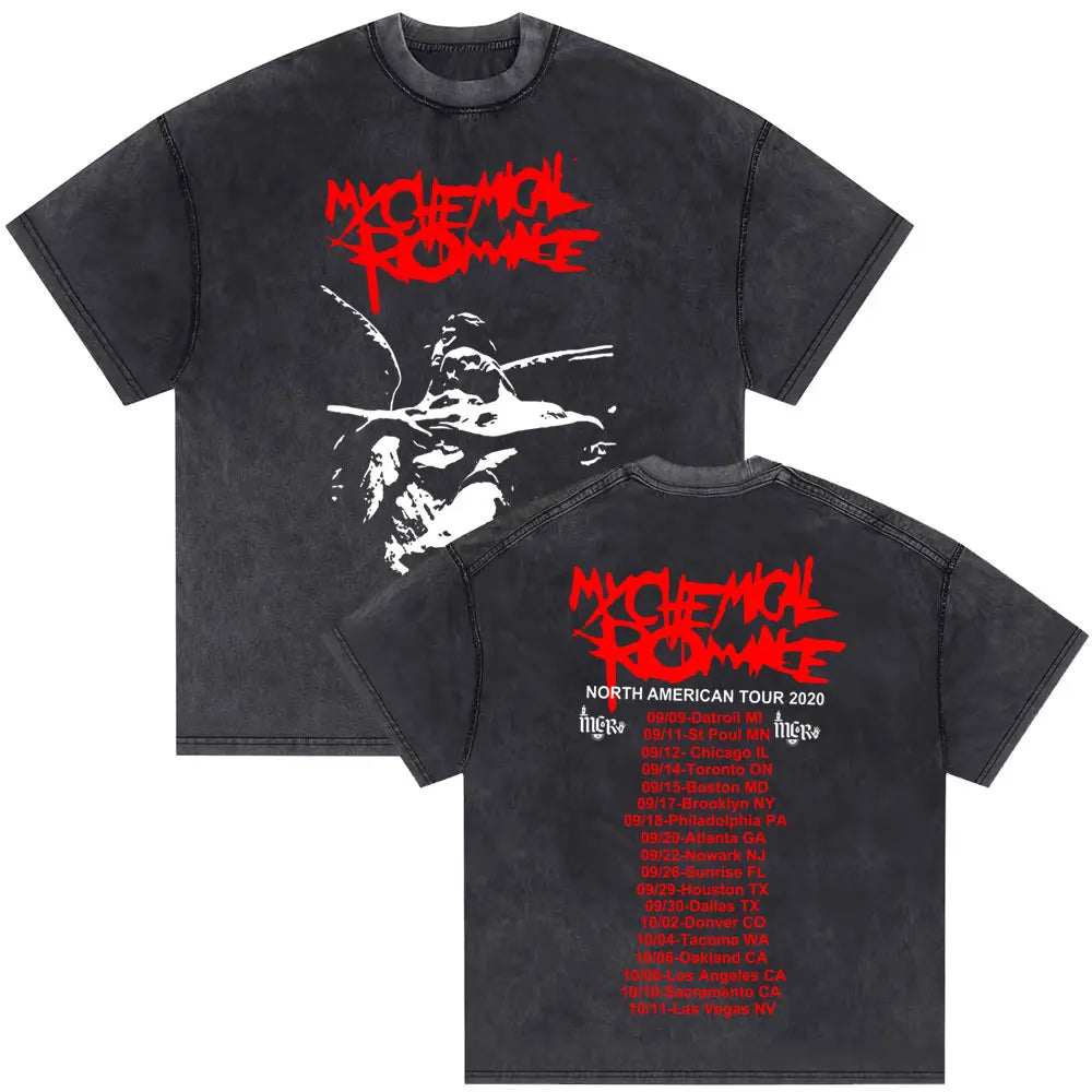 Washed Vintage Rock Band My Chemical Romance The Black Parade Tour 2025 T-shirt Men Women Retro Punk Emo Skeleton T Shirts Tops