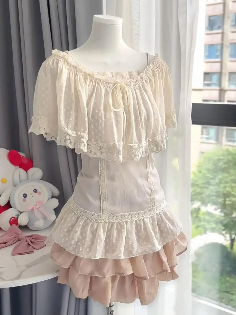 Y2K Japanese Daily Casual 3 Piece Matching Suit Women French Vintage Retro Crop Top Mini Skirt Autumn American Street Outfit