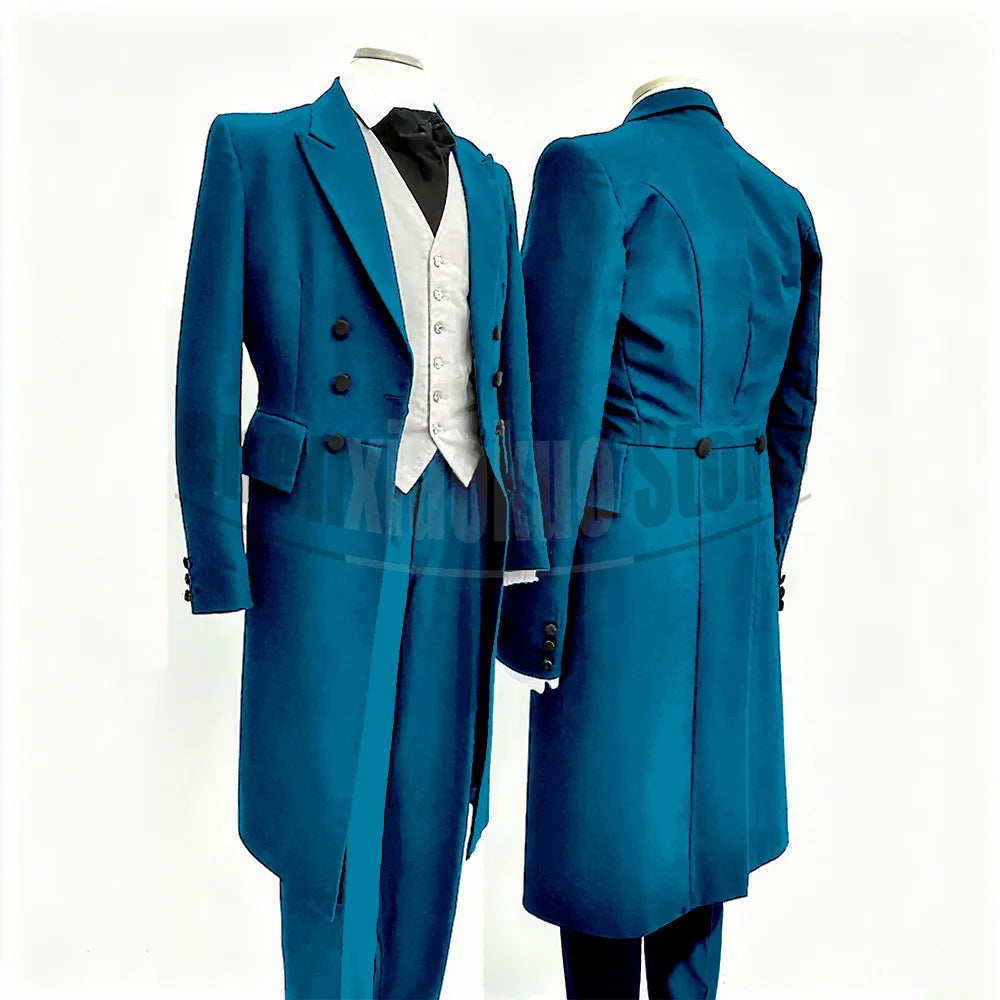 Men Suits Black Fashion Wedding Tailcoat Groom Chic Peak Lapel Double Breasted Male Suit 3 Pieces (Blazer+Vest+Trousers)