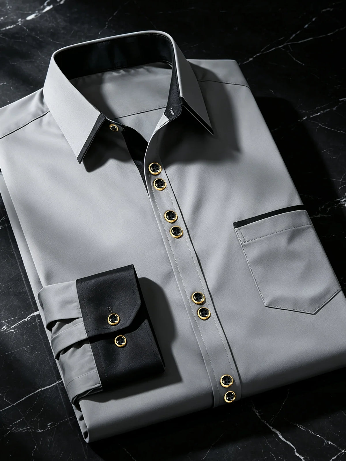 FGKKS Men Shirt Brand New Men's Fashion Multiple Color Patchwork Long Sleeve Elastic Shirt Smart Casual Male White Shirts