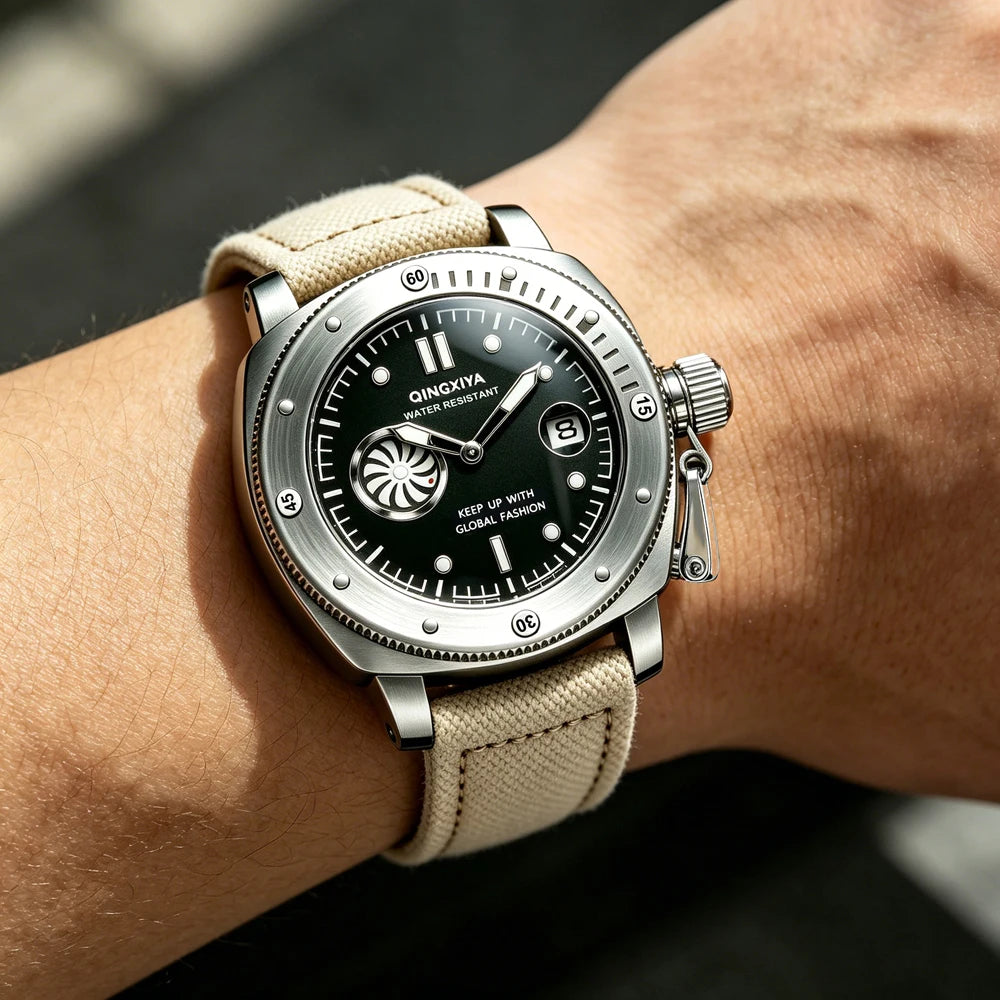 QINGXIYA Luxury Fashion Man Quartz Watch Luminous Waterproof Date Sport Watches For Men Canvas Strap Business Men's Clock Reloj