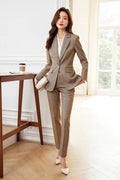 NAVIU High Quality Fabric Formal Professional Lady Office Work Wear Spring OL Styles Pant Suit Elegant Plaid Blazer and Trousers