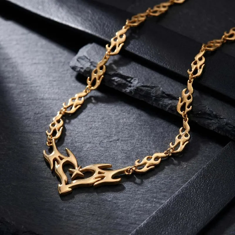 Gothic Flame Heart Choker Necklace