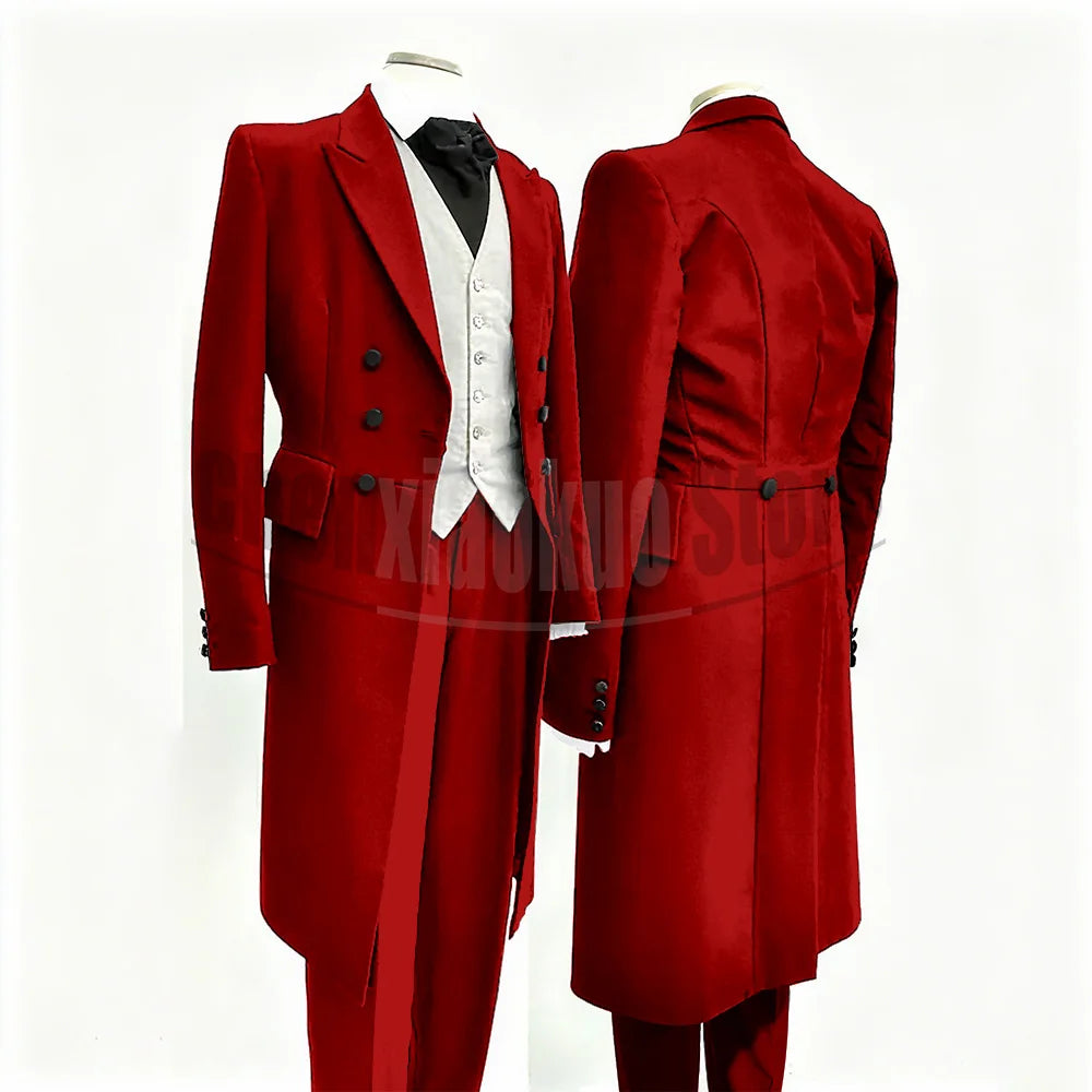 Men Suits Black Fashion Wedding Tailcoat Groom Chic Peak Lapel Double Breasted Male Suit 3 Pieces (Blazer+Vest+Trousers)