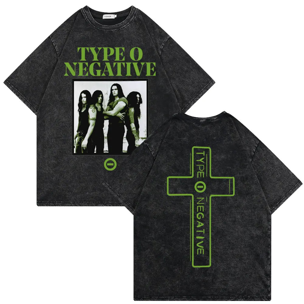Washed Vintage Type O Negative Who Will Save The Sane Tshirt Men Women Rock Metal Gothic T-shirt Man Oversized Cotton T Shirts