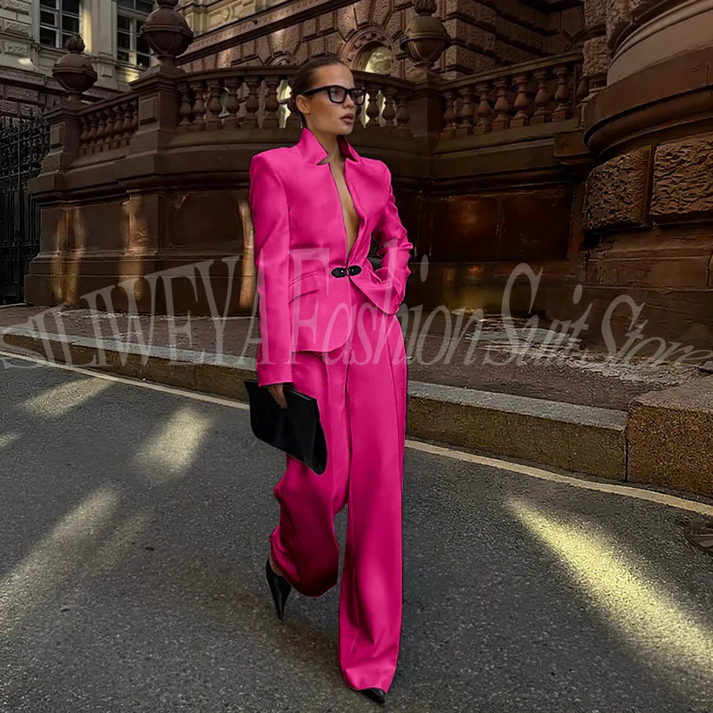 Luxury White Suit For Women 2 Pieces Jacket Pants Office Lady Chic Outfits Fashion Trousers Smart Casual Female Blazer Set