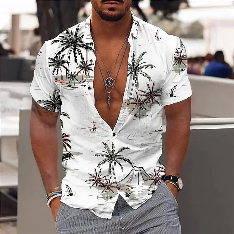 Summer Coconut Shirt 3d Printed Men's Hawaiian Shirt Beach Short Sleeve Fashion Casual Holiday Top T-shirt Men's Shirt Camisa