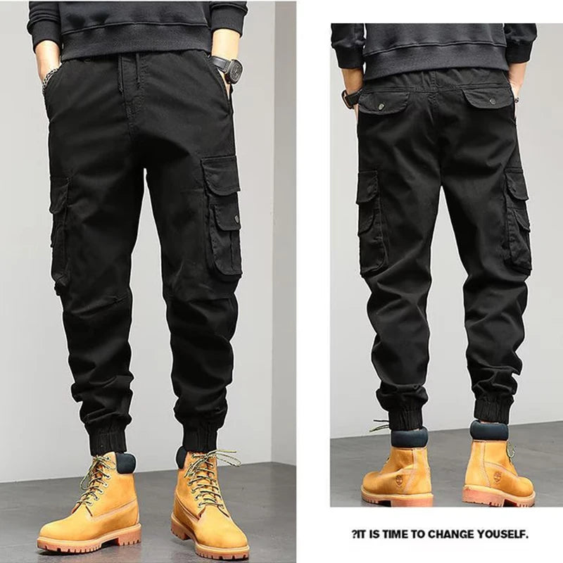 Men's Winter Snow Warm Thermal Plush Cargo Pants Comfortable Elastic Waist Casual Trousers Trend Versatile Concise Outside Pants