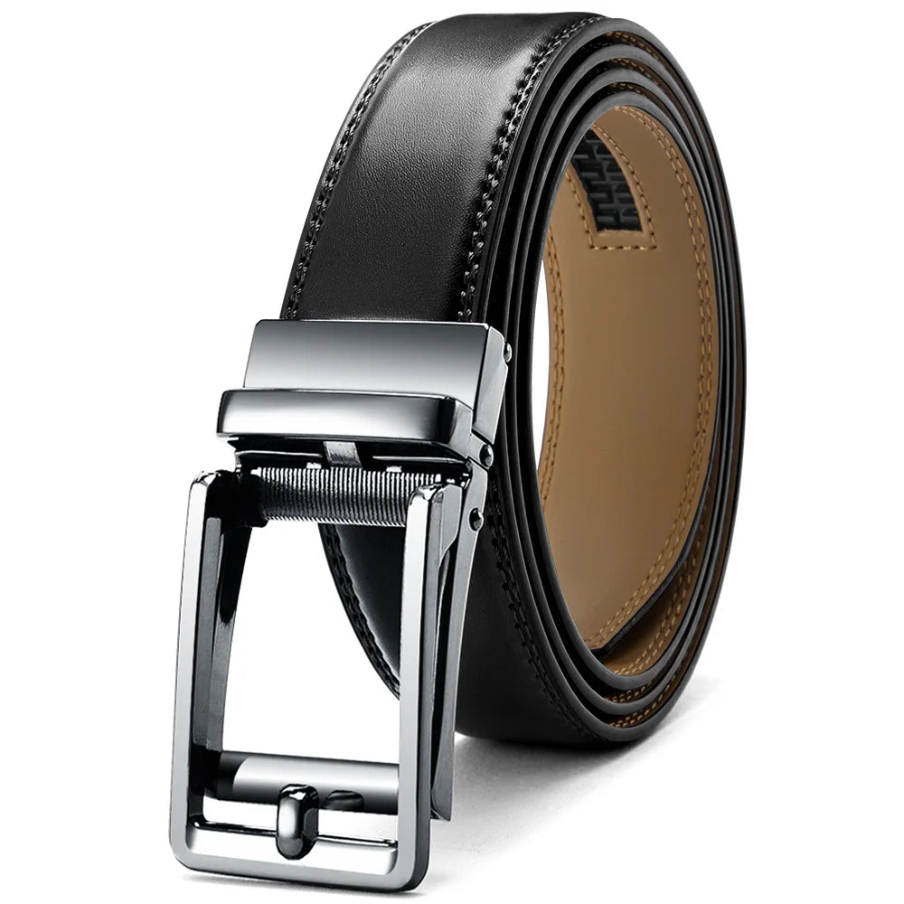 DOOPAI Mens Leather Belt  Automatic Genuine Leather Belts Leisure Fashion Ratchet Belts for Men Pants Waistband Ремень