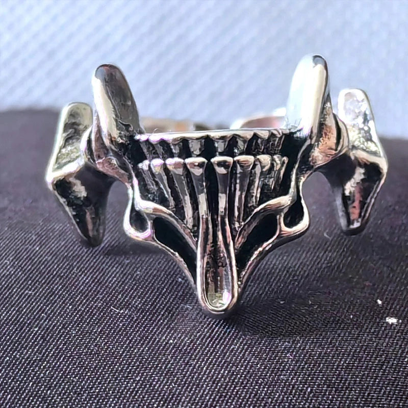 2Pcs Vintage Gothic Skull Mask Rings Personality Skull Mask Design Layered Finger Rings Set for Women Men Creative Punk Rings