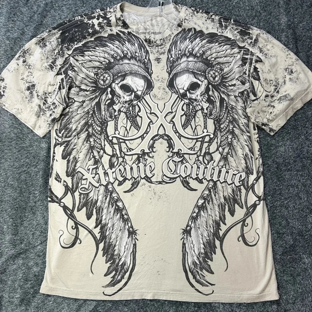 Fashion Y2k T-Shirt Men Medieval Vintage Skull 3D Printed Short Sleeve Hip Hop Street Style Round Neck Tee Summer Men's Clothing