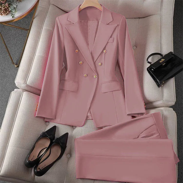 Casual Long Sleeve Blazer Pant Sets Suits For Woman 2025 Fashion 2 Pieces Set For Women Office Lady Coats Jackets