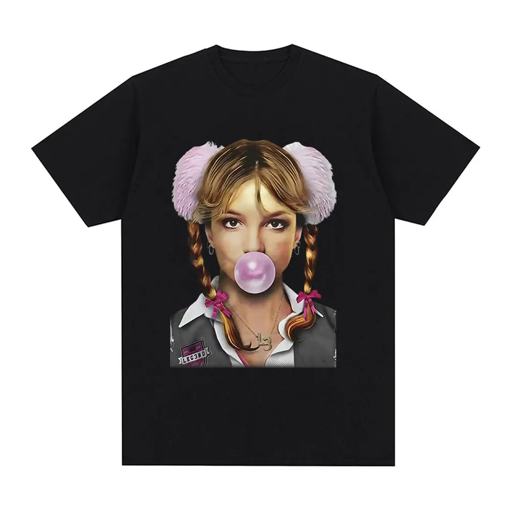 Britney Spears Metal Rock Graphic T-shirt Men Women Fashion Hip Hop T Shirts Harajuku Vintage Short Sleeve Tee Shirt Oversized