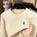 High Quality Men New Long-Sleeved Knitwear Round Neck Jacquard Solid Color Pony Embroidery Classic Fashion Hot-Selling Men'swear