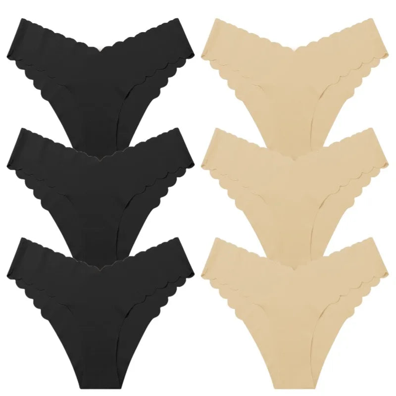6Pcs/Set Women's Ruffles Panties Seamless Underwear for Woman Solid Comfortable Briefs Bikinis Lingerie Intimates XS-L Pantys