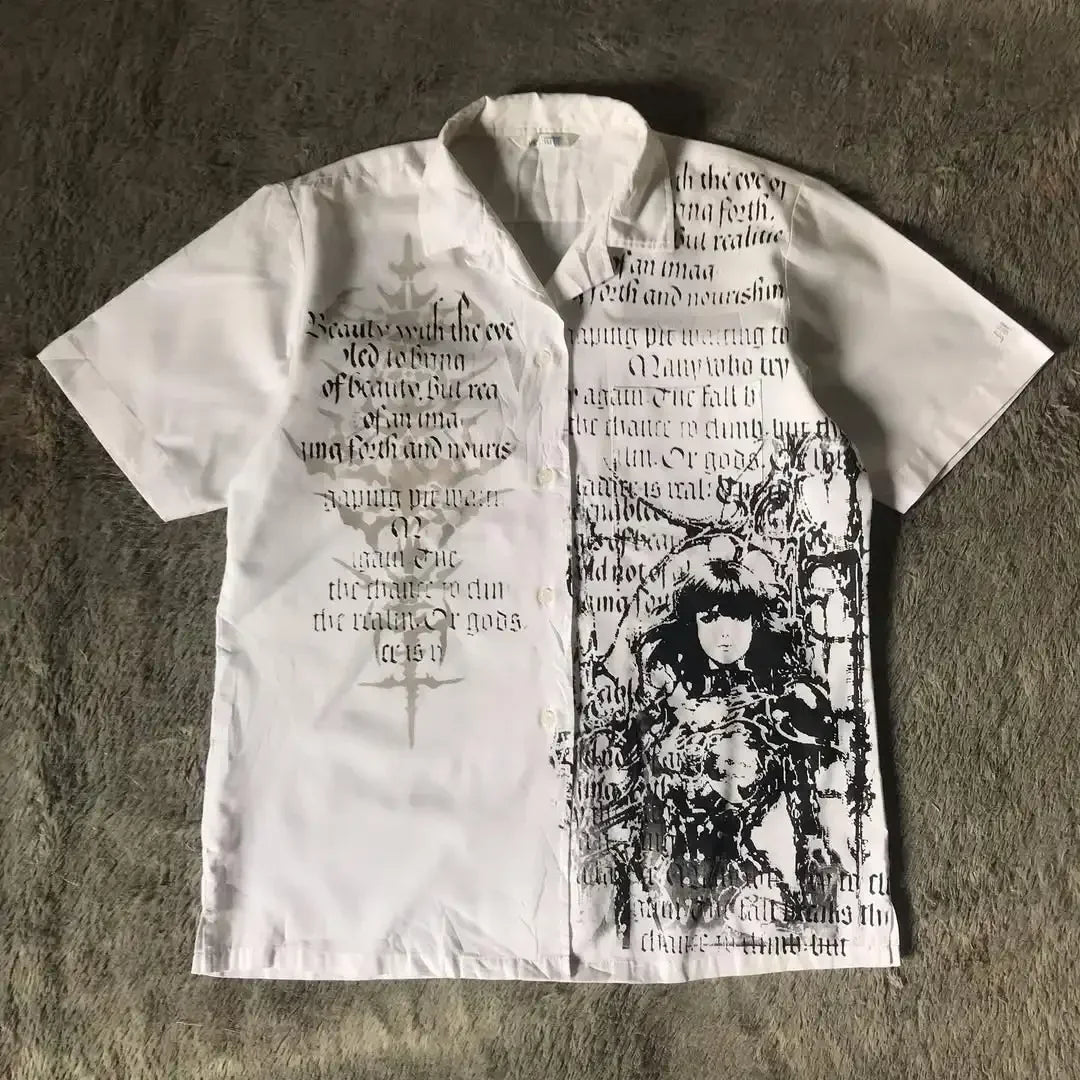 Y2K Black Affliction Retro T-Shirt Skull Holy Writ Letter Printing Tee Harajuku Fashion Goth Short Sleeves Tops Unisex