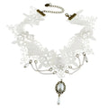 Gothic Fashion White Lace Statement Short Wedding Choker Collar Jewelry Bridal Necklace