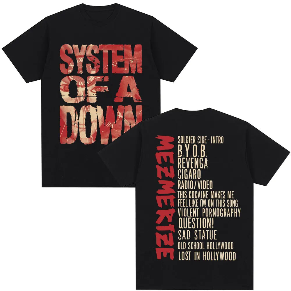Rock Band System of A Down Mezmerize Album T Shirts Hip Hop Harajuku Vintage Gothic T-shirt Men Women Cotton Oversized T-shirts