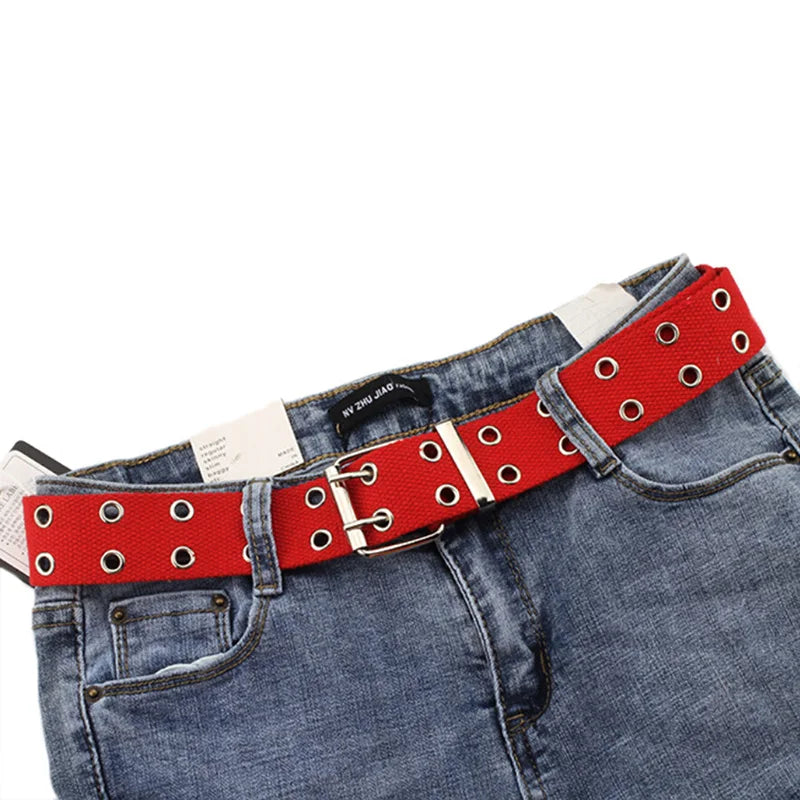 Double-Grommet Canvas Belt | Unisex Punk Style