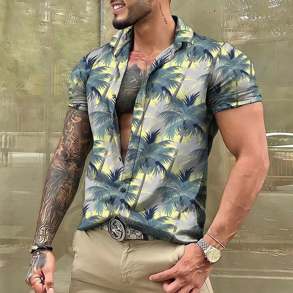 Summer Coconut Shirt 3d Printed Men's Hawaiian Shirt Beach Short Sleeve Fashion Casual Holiday Top T-shirt Men's Shirt Camisa