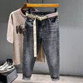 2025 Autumn Men's Stretch Jeans Fashion Tapered Slim Small Feet Ankle Harem Pants Casual Denim Trousers Streetwear Free Belt
