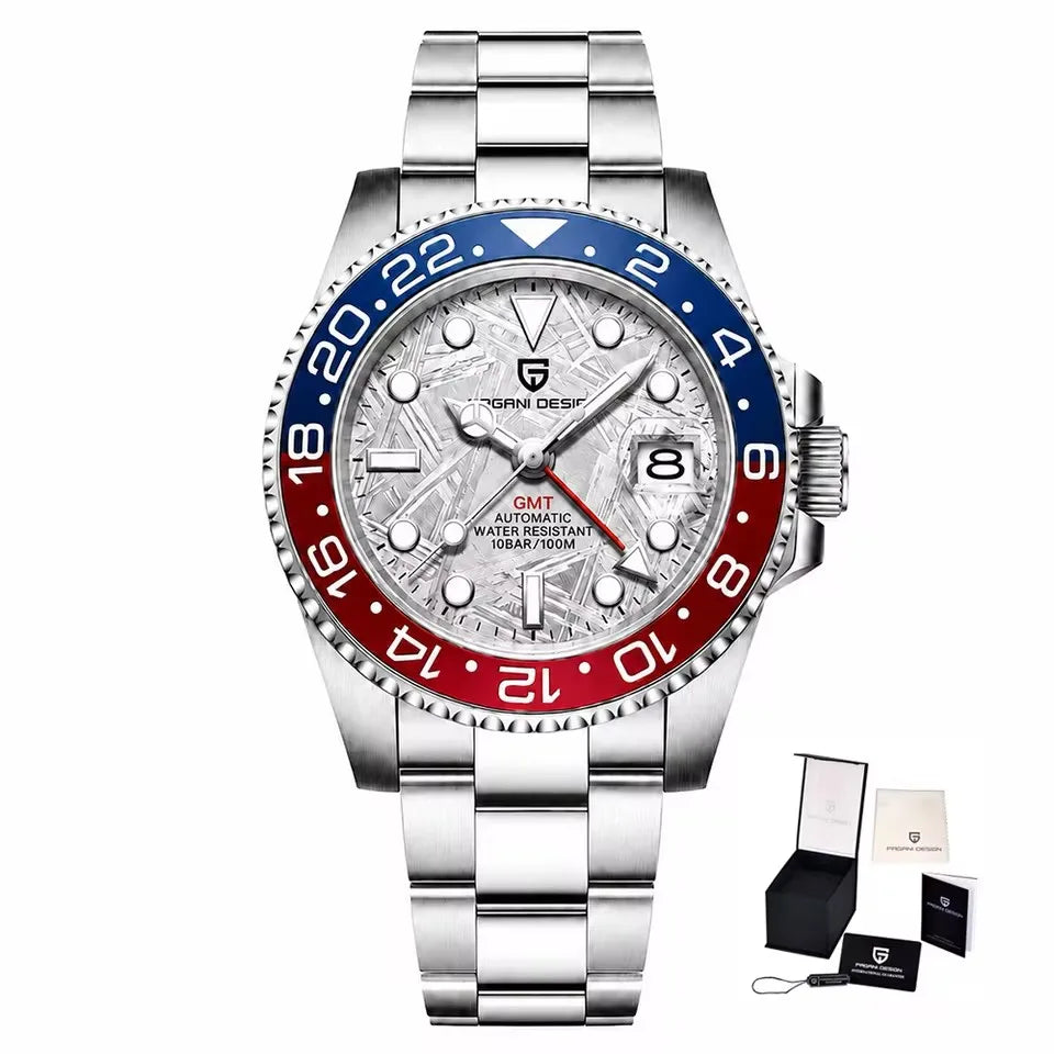 PAGANI DESIGN 40mm Luxury GMT Men Mechanical Watch Top Sapphire Glass 361L Stainless Steel 100m Waterproof Men's Automatic Mechanical Watches