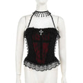 2025 Gothic Women Crop Top Skeleton Printed Black Corset Tops Sexy Aesthetic Grunge Fairy Core 90s Camisole Y2K Clothes