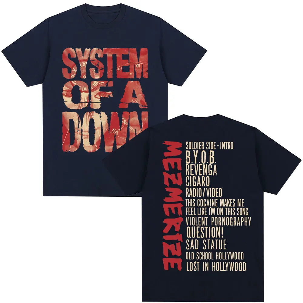 Rock Band System of A Down Mezmerize Album T Shirts Hip Hop Harajuku Vintage Gothic T-shirt Men Women Cotton Oversized T-shirts