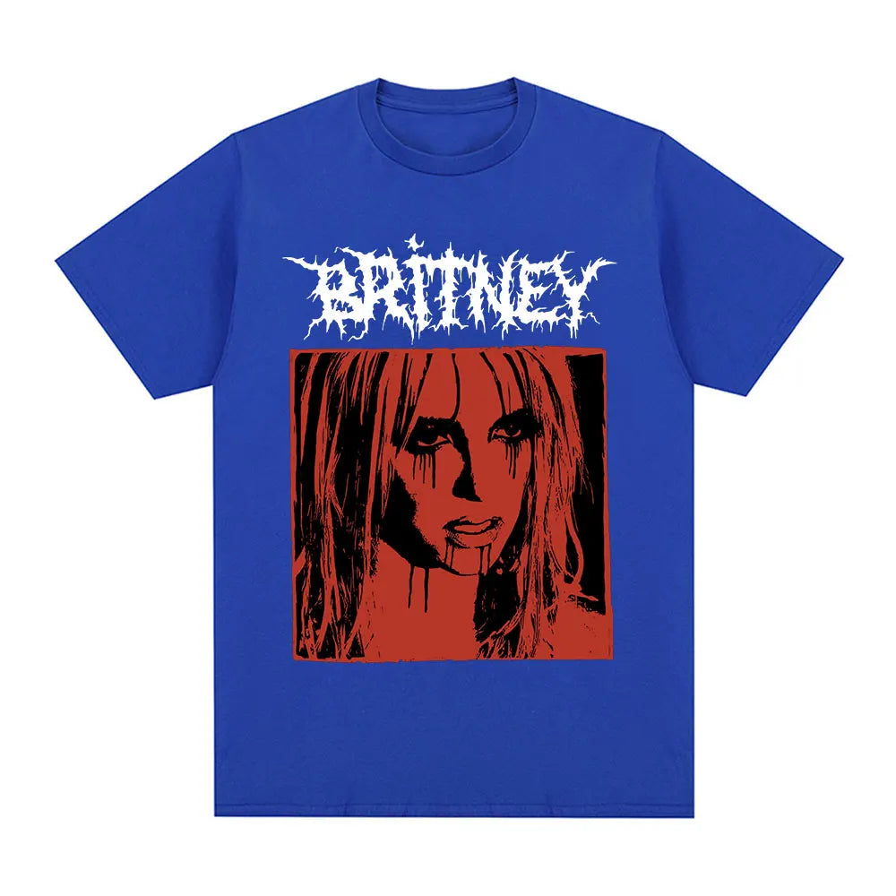 Britney Spears Metal Rock Graphic T-shirt Men Women Fashion Hip Hop T Shirts Harajuku Vintage Short Sleeve Tee Shirt Oversized