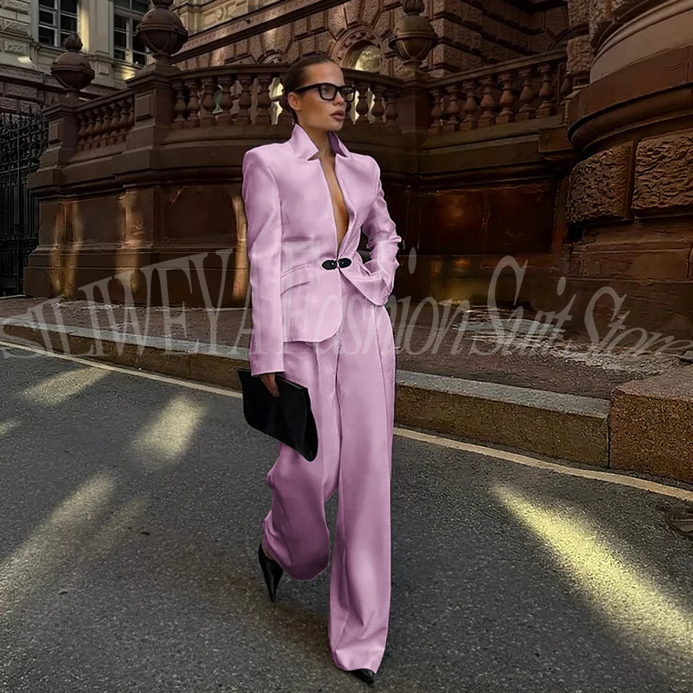Luxury White Suit For Women 2 Pieces Jacket Pants Office Lady Chic Outfits Fashion Trousers Smart Casual Female Blazer Set