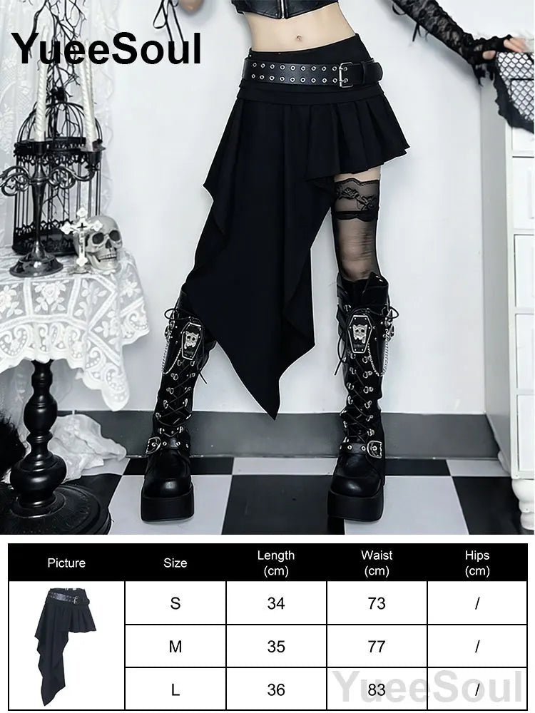 Gothic Women Skirts Black High Waist Pleated Skirts 2026 New Y2K Party Club Punk Goth Dark Grunge Lolita Halloween Mini Skirt