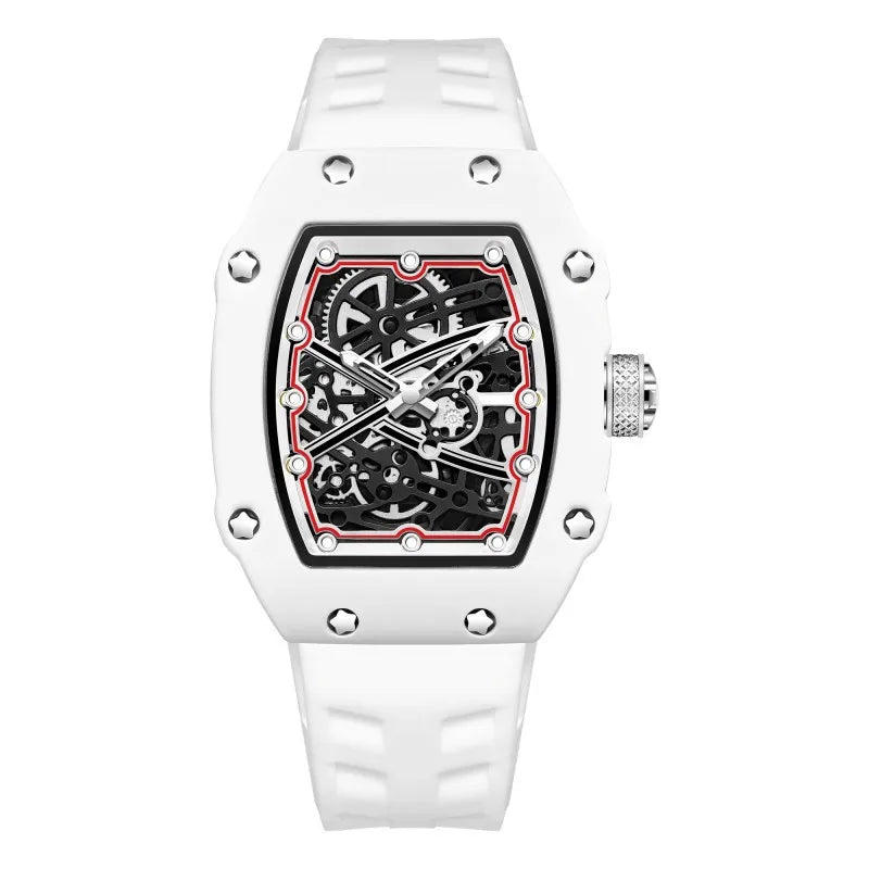Trendy Bucket Shape Mens Quartz Watch Luminous Dial Waterproof Casual Male Daily Wristwatch