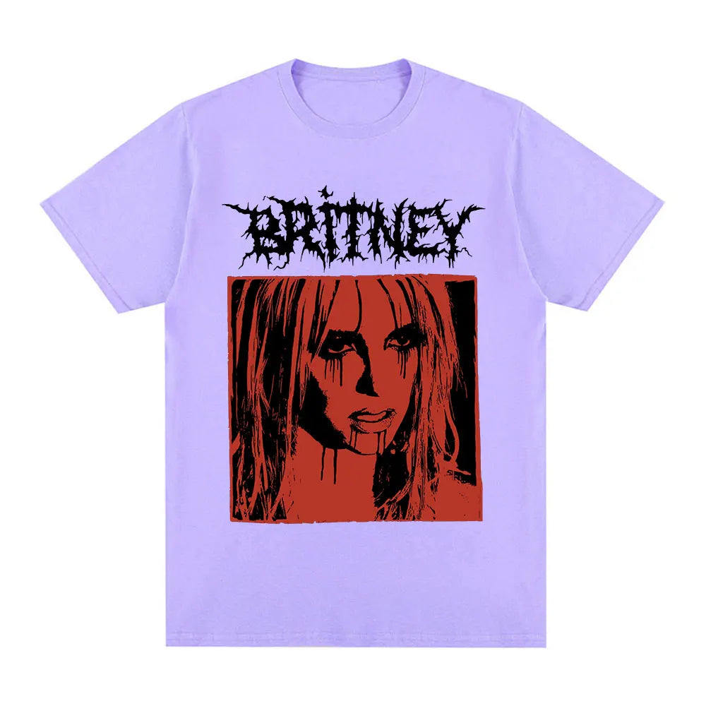 Britney Spears Metal Rock Graphic T-shirt Men Women Fashion Hip Hop T Shirts Harajuku Vintage Short Sleeve Tee Shirt Oversized
