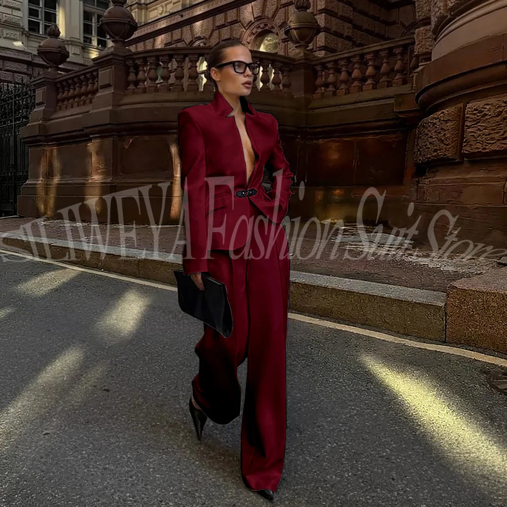 Luxury White Suit For Women 2 Pieces Jacket Pants Office Lady Chic Outfits Fashion Trousers Smart Casual Female Blazer Set