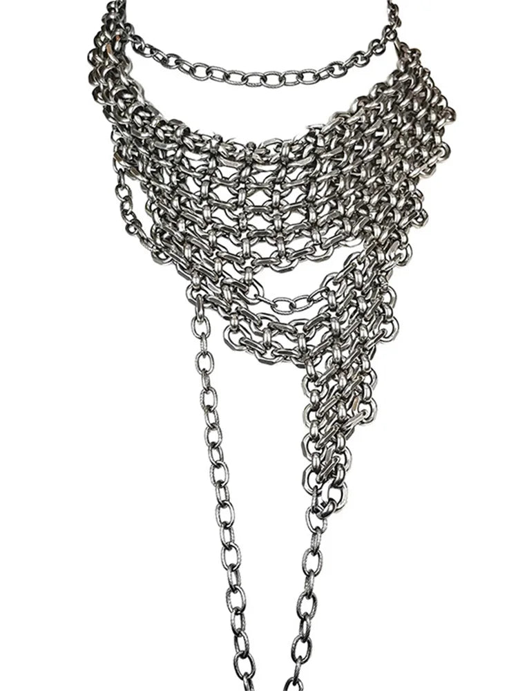 Gothic Cross Chain Jewelry Set for Women Men, Punk Statement Necklaces Rings Accessories, Edgy Party Jewelry Collection