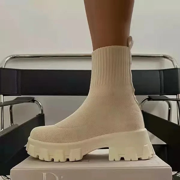 New Women Luxury Plus Size Women's Boots Couple Socks Shoes Women's Thick Bottom Casual Knitted Ankle Boots 35-43