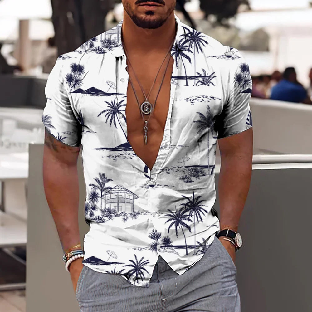Summer Coconut Shirt 3d Printed Men's Hawaiian Shirt Beach Short Sleeve Fashion Casual Holiday Top T-shirt Men's Shirt Camisa