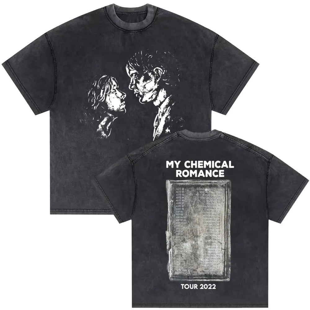 Washed Vintage Rock Band My Chemical Romance The Black Parade Tour 2025 T-shirt Men Women Retro Punk Emo Skeleton T Shirts Tops