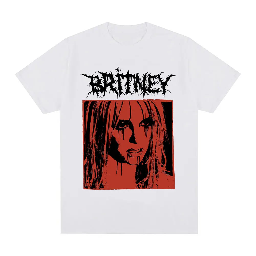 Britney Spears Metal Rock Graphic T-shirt Men Women Fashion Hip Hop T Shirts Harajuku Vintage Short Sleeve Tee Shirt Oversized