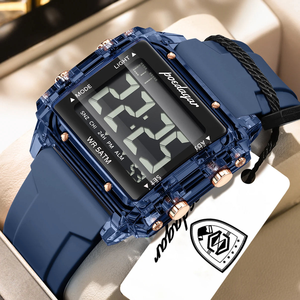 POEDAGAR Fashion Top Digital Men Watch Week Date Alarm Man Wristwatch Waterproof LED Electronic Sports Men's Watches Male Reloj