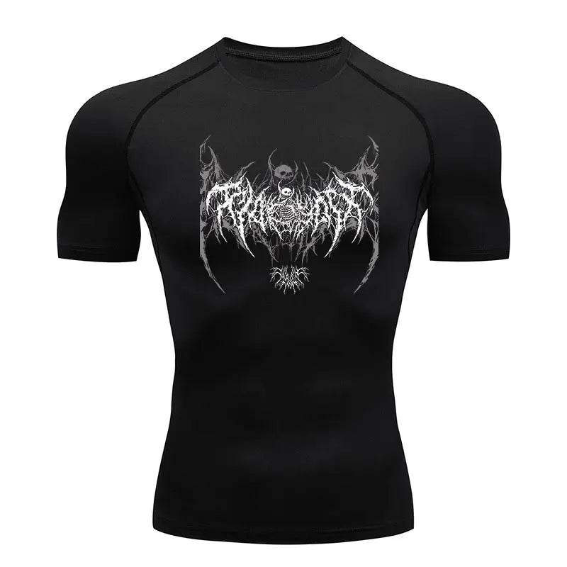 Y2K Compression Shirt Men Fitness Gym Skeleton Sport Running T-Shirt Rashgard Tops Tee Quick Dry Short Sleeve T-Shirt For Men