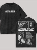 Men's Crew Neck Casual Washed T-Shirt Cotton Metal Gear Solid Print and Text, All-Season Streetwear Mens T Shirts