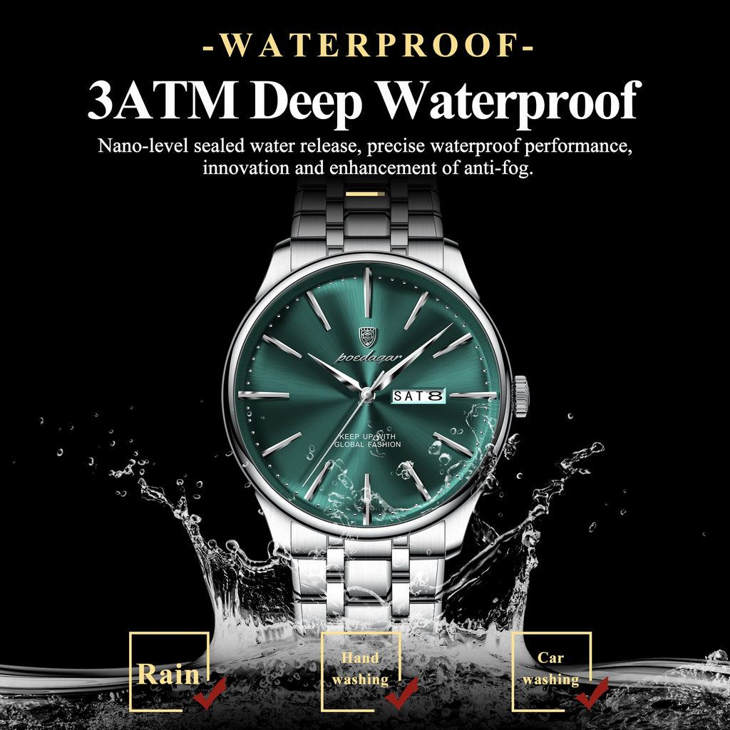 POEDAGAR Sports Luxury Watch For Man Waterproof Date Week Stainless Steel Men Watch Casual Quartz Men's Watches Male Clock Reloj