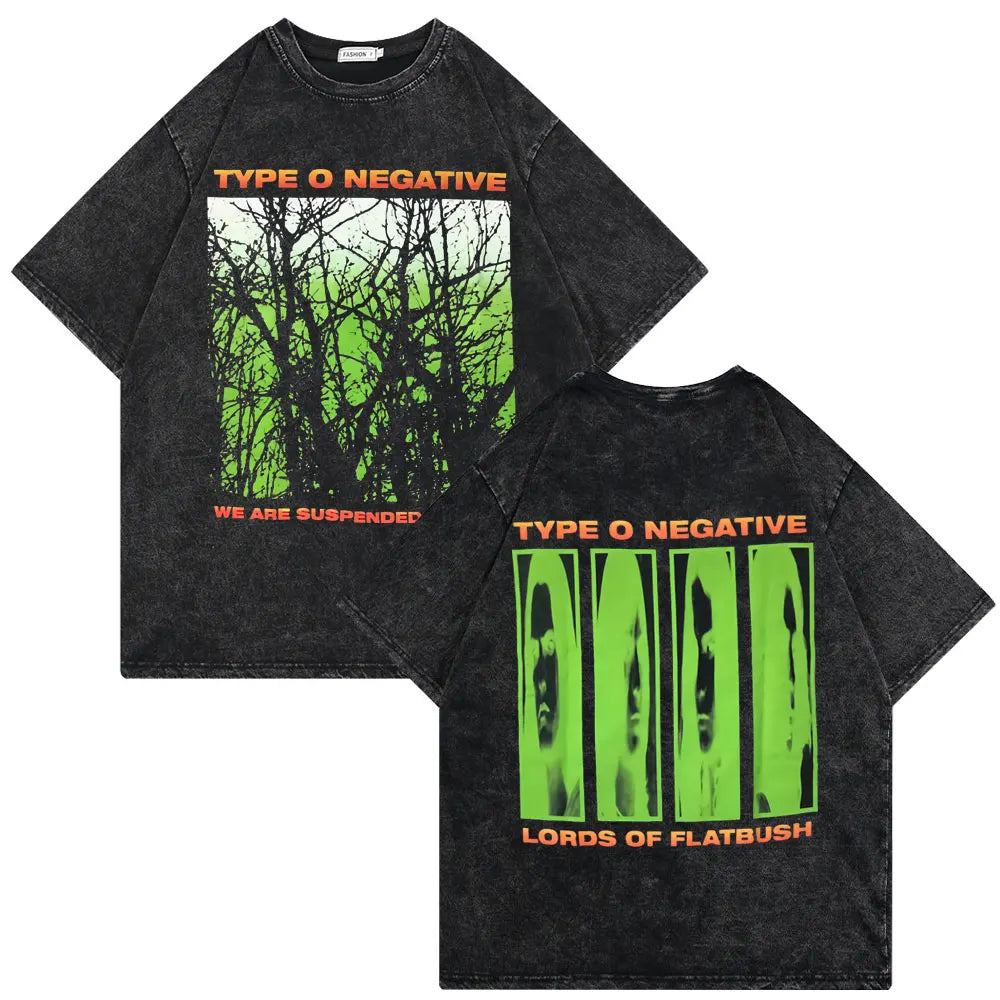Washed Vintage Type O Negative Who Will Save The Sane Tshirt Men Women Rock Metal Gothic T-shirt Man Oversized Cotton T Shirts