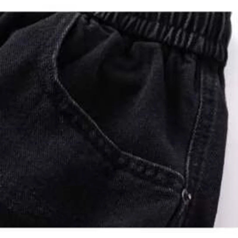 Men Fashion Retro Smoke Grey Elastic Waist Jeans Classic American Style Straight Leg Loose Male Denim Pants Wide Leg Trousers